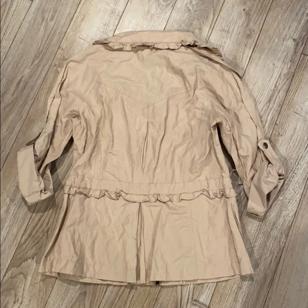 Tan Ruffle Trim Drawstring Jacket - Picture 5 of 5